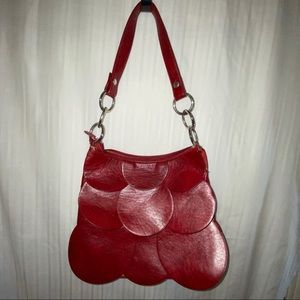 Multi length straps red leather DISCS purse